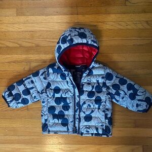 GAP Disney Mickey Mouse Blue and Gray Jacket with Red Lining 12-18 Months